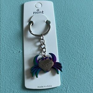 Mint Iridescent Purple-Green Crab Keychain 3 x 1.5 NIP